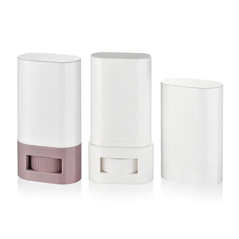 Овальный пластиковый контейнер для дезодоранта с нижним наполнением